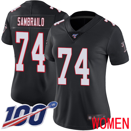 Atlanta Falcons Limited Black Women Ty Sambrailo Alternate Jersey NFL Football #74 100th Season Vapor Untouchable